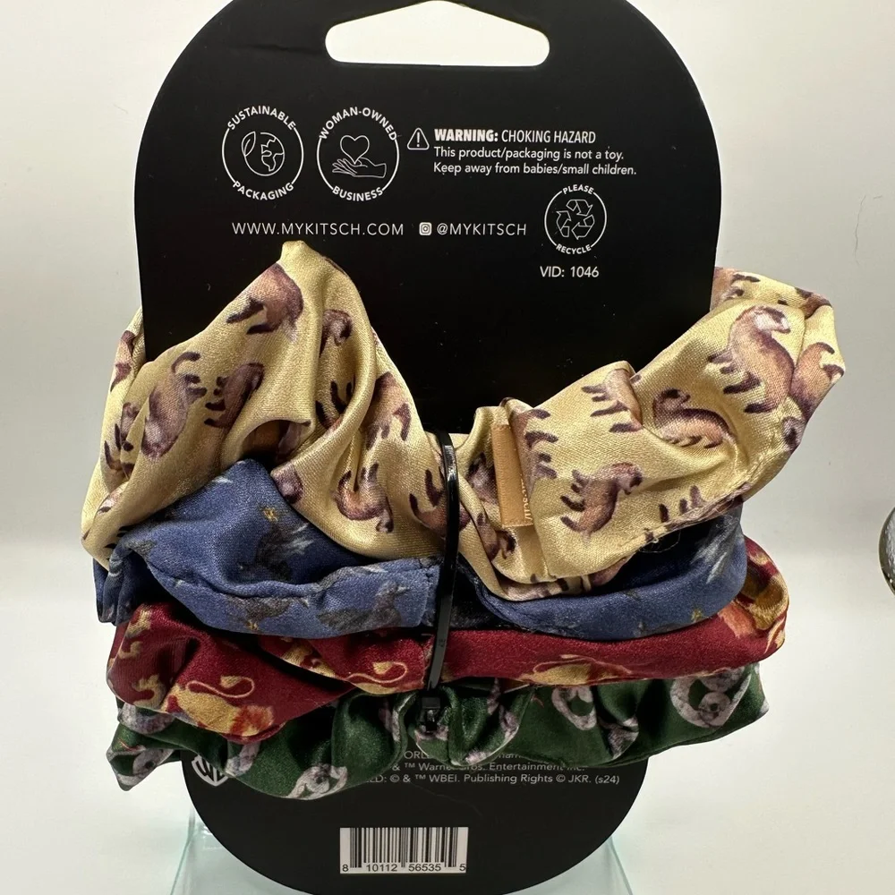 Kitsch x Harry Potter satin scrunchie set of 4 Hogwarts Houses NWT